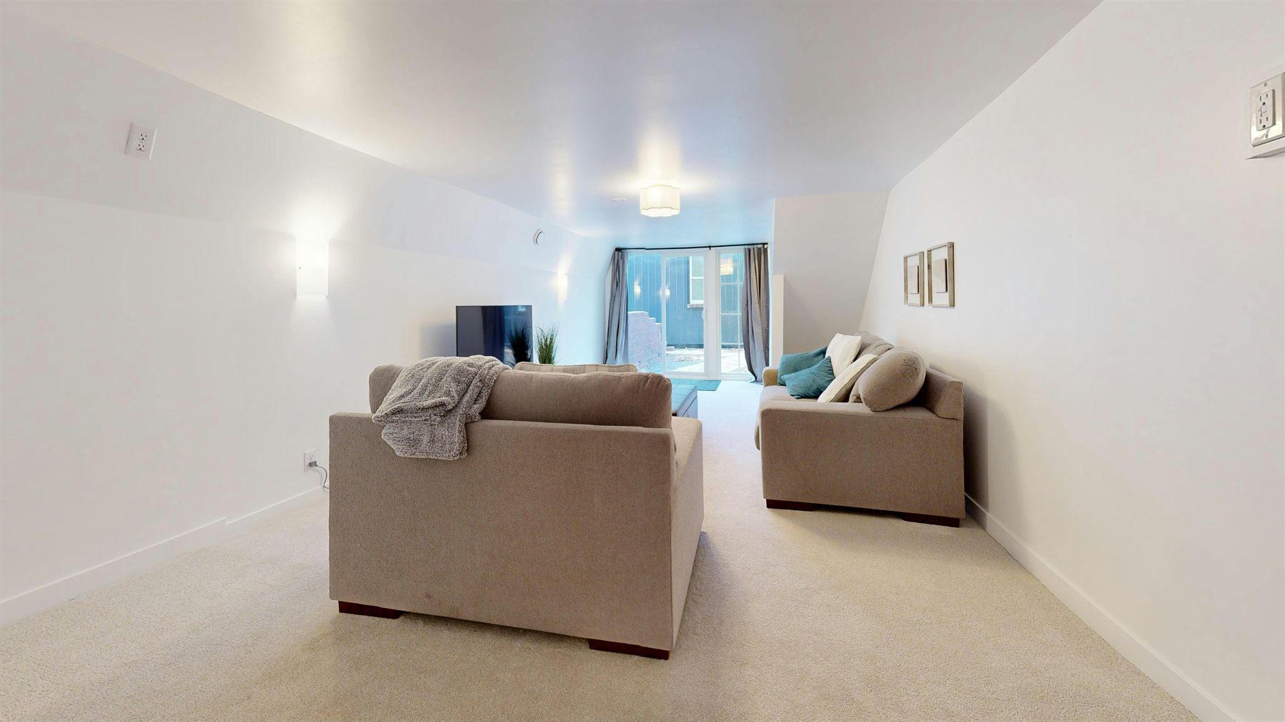 Connected home interior with soft neutral walls and a calm room-to-room palette