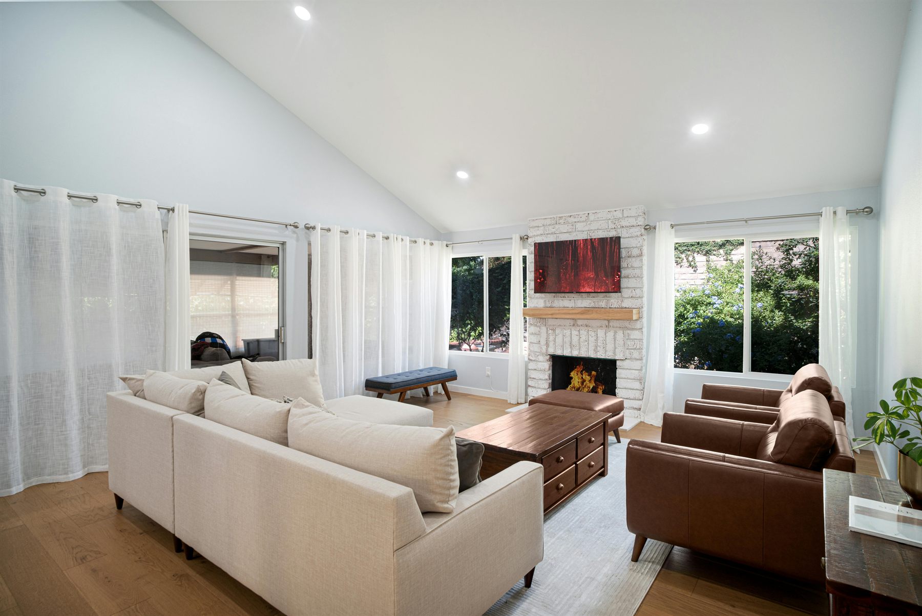 Warm neutral interior with a calm connected palette that shows how colors work together in a real room